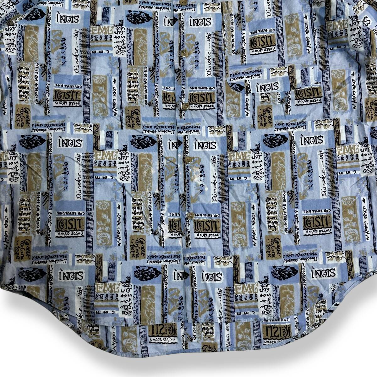 貴重【DINDON continental】VINTAGE 80s 90s アート 総柄 レトロビンテージ 半袖シャツ オールド 古着 _画像6