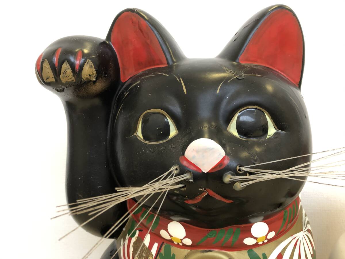 《H》招き貓 白貓 黒貓 商売繁盛 縁起物 百萬両 千萬両 開運 人形郷土玩具 総重量約3㎏