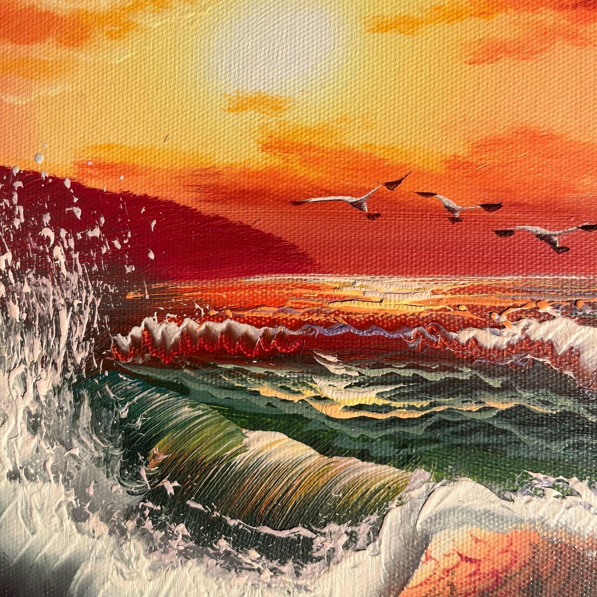 手書き油絵 荒海 肉筆絵画 額付き インテリア 油彩画 手描き油絵 荒海 額付 肉筆絵画 インテリア 油彩画|Yahoo