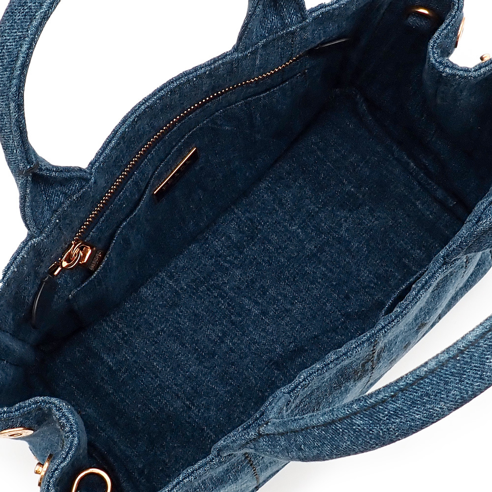 未使用品 PRADA プラダ カナパ レディース ハンドバッグ ショルダーバッグ 2way デニム ブルー 1BG439