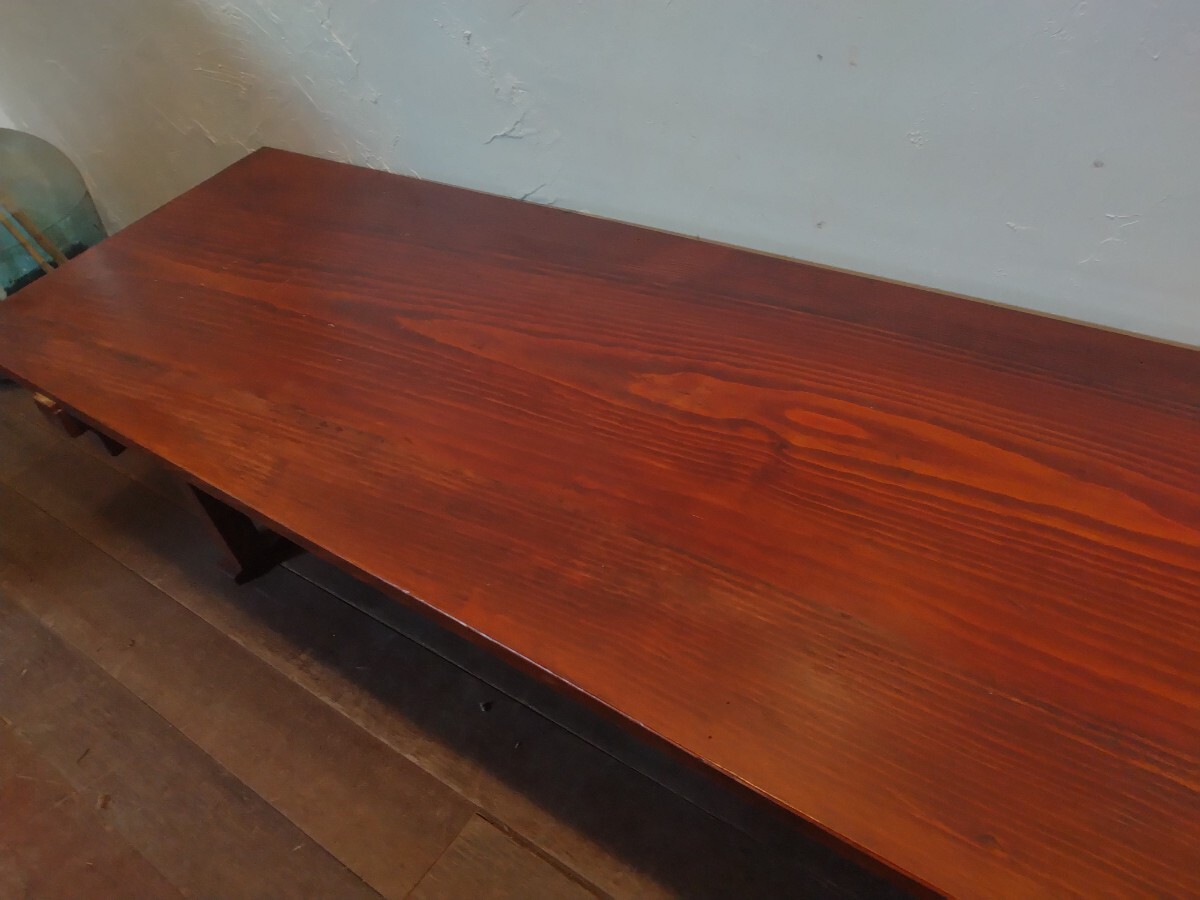 R70612-2 蔵出し城下町米沢舊莊屋排出品 時(shí)代物 腳折りたたみ式長(zhǎng)テーブルAタイプ ①幅約175cm奧行約43cm高さ約32cm※難あり