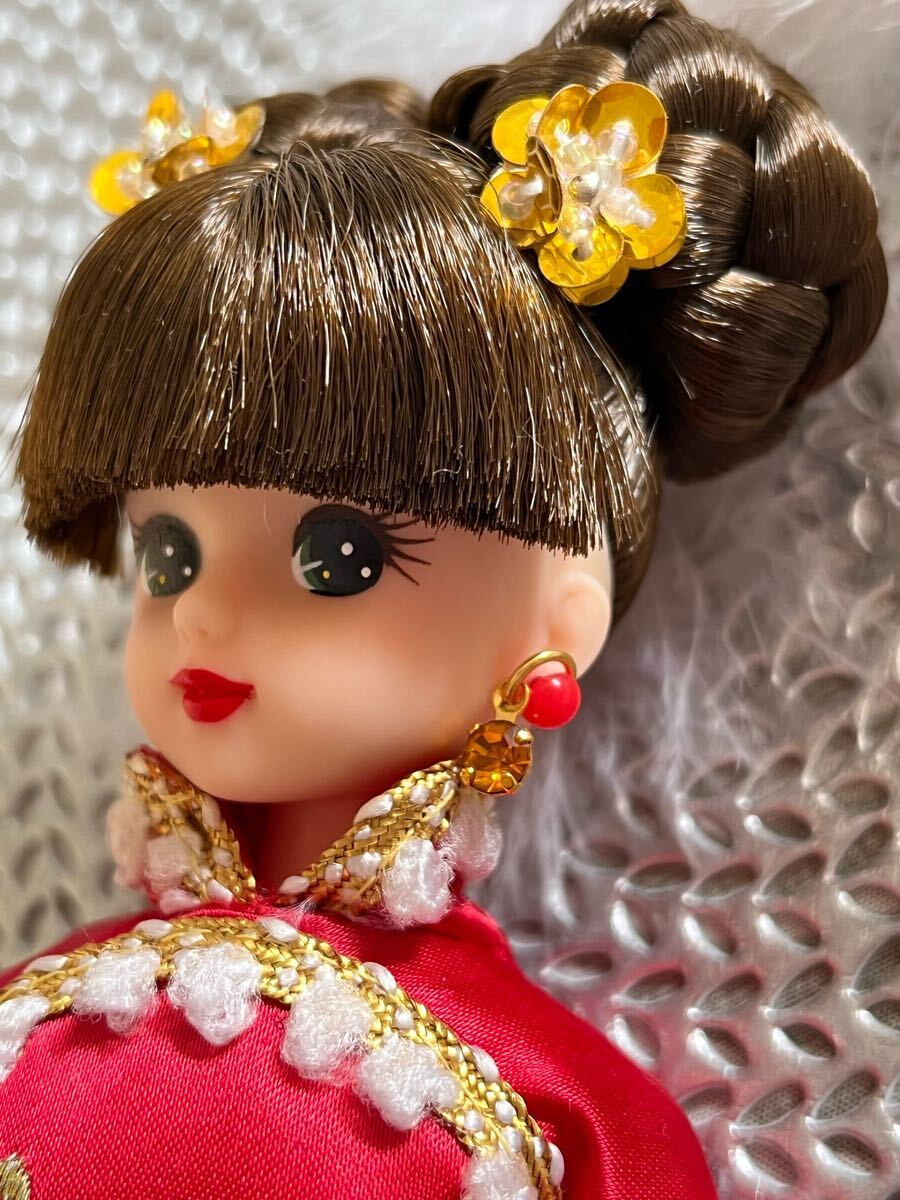 * редкий * Takara сделано в Японии платье в китайском стиле Licca-chan *fa, обувь, роскошный . украшение для волос & серьги имеется * надеты . изменение кукла 