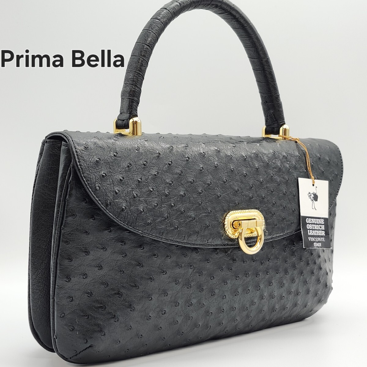 1円 GENUINE OSTRICH LIZARD JRA オーストリッチ リザード Prima Bella ハンドバッグ バニティ 2WAY レッド グリーン ゴールド ポーチ