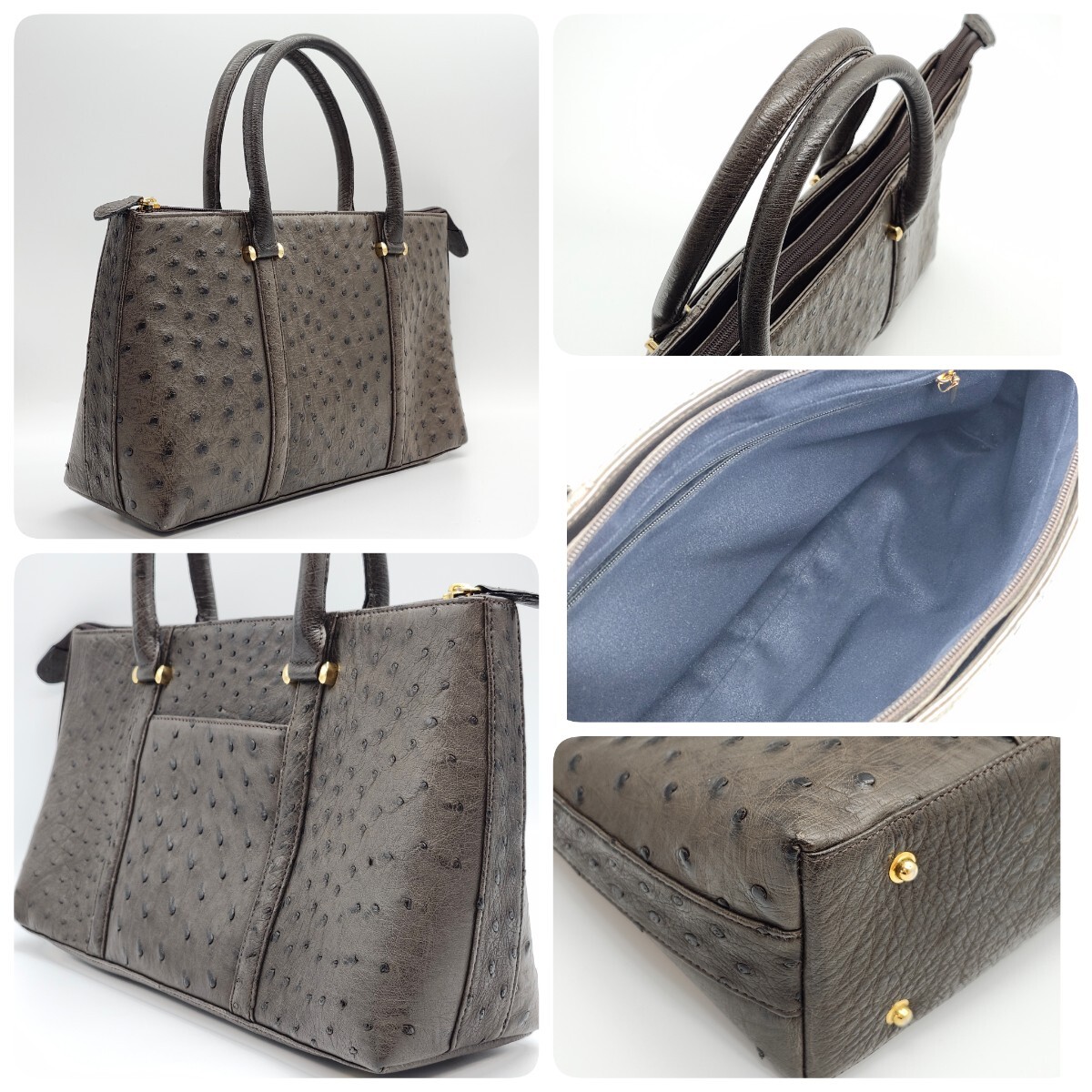 1円 GENUINE OSTRICH LIZARD JRA オーストリッチ リザード Prima Bella ハンドバッグ バニティ 2WAY レッド グリーン ゴールド ポーチ