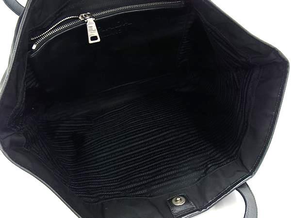 1 иен PRADA Prada te Hsu to нейлон ×safia-no кожа Skull заклепки большая сумка ручная сумочка плечо плечо .. оттенок черного FI9190