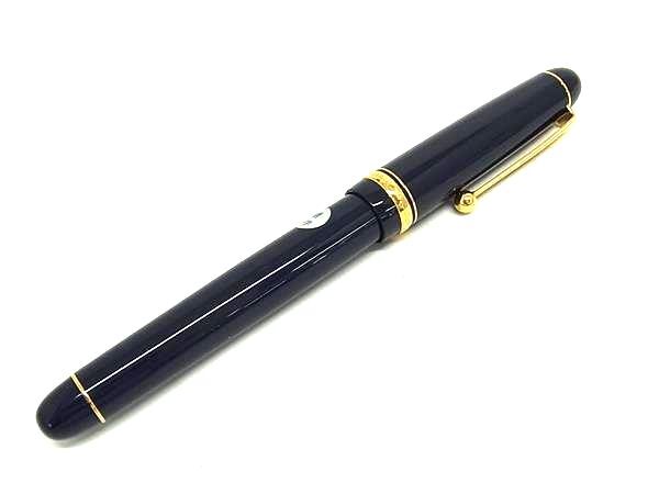 1円 ■美品■ PILOT パイロット カスタム74 ペン先 14K 585 14金 萬(wàn)年筆 筆記用具 文房具 ステーショナリー ネイビー系 FK9812