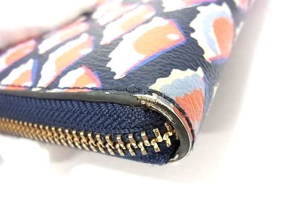 TORY BURCH Tory Burch PVC общий рисунок раунд застежка-молния длинный кошелек бумажник кошелек для мелочи .. inserting темно-синий серия × многоцветный DG1128