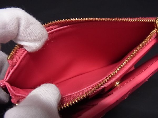 1円 ■美品■ BOTTEGA VENETA ボッテガヴェネタ イントレチャート レザー 二つ折り 財布 ウォレット レディース ピンク系 AP5667