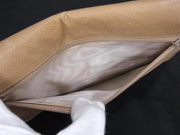 1円 CHANEL シャネル ココマーク キャビアスキン ゴールド金具 二つ折り 長財布 札入れ 小銭入れ レディース ブラウン系 FH8113