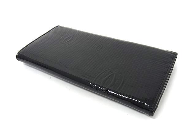1円 ■美品■ Cartier カルティエ ハッピーバースデー パテントレザー 二つ折り 長財布 ウォレット 札入れ 小銭入れ ブラック系 FR0085