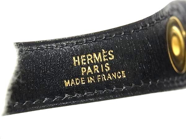 美品 HERMES エルメス グローブホルダー レザー セリエ ブラック 金 1円 □美品□ HERMES エルメス レザー ゴールド金具 チェーン