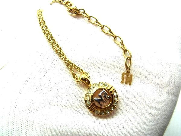 NINA RICCI ニナリッチ ラインストーン ロゴモチーフ ネックレス ペンダント アクセサリー レディース ゴールド系 DG7323