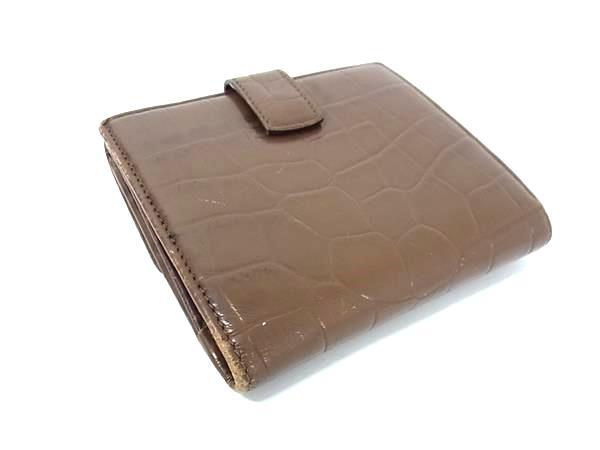 BURBERRY バーバリー クロコダイル型押しレザー 二つ折り 財布 ウォレット 小銭入れ 札入れ カード入れ ブラウン系 DI4016