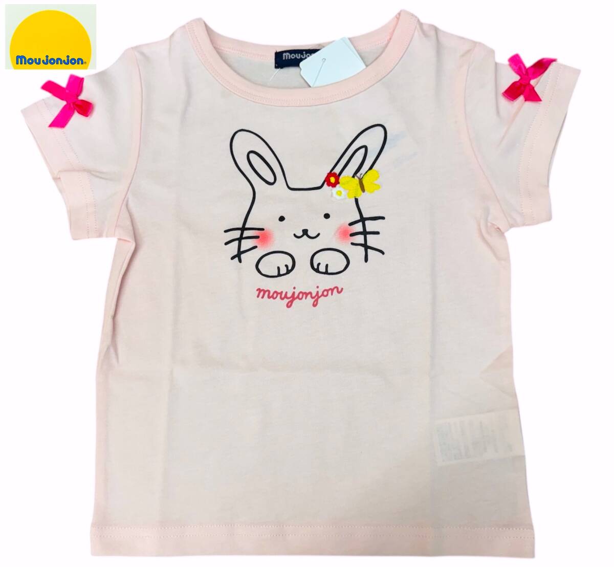 即決　新品タグ付 Moujonjon ムージョンジョン★うさぎさんプリント 天竺 半袖Tシャツ★子供 110cm 5-6才 ￥2200