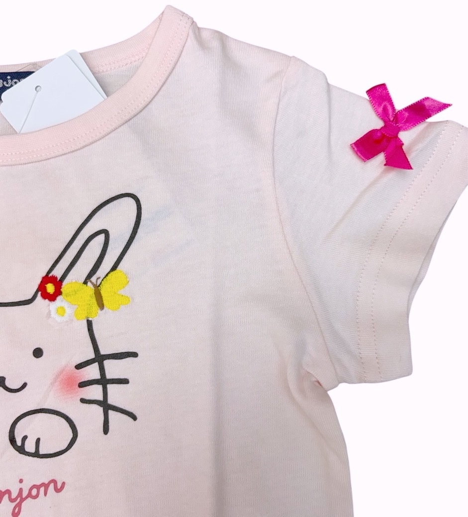 即決　新品タグ付 Moujonjon ムージョンジョン★うさぎさんプリント 天竺 半袖Tシャツ★子供 110cm 5-6才 ￥2200