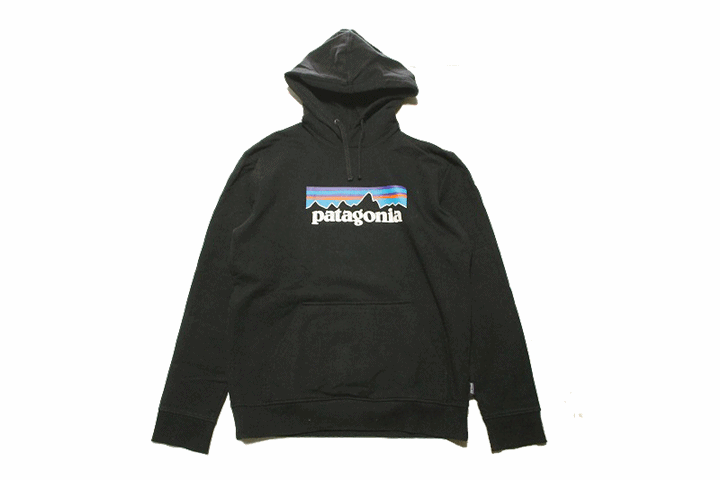 【M】 Patagonia パタゴニア スウェット パーカー 黒 ブラック ロゴ メキシコ制 ビンテージ ヴィンテージ USA 古著 オールド GA375