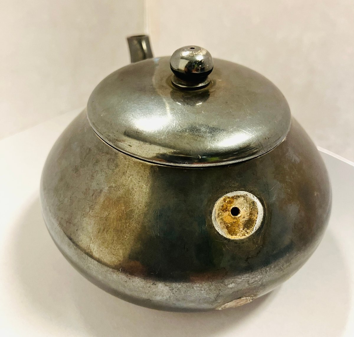 qoo.ZCX02　銀制　小山堂造　銀瓶　急須　重さ約160g　在銘　※難あり　　茶道具　茶道　煎茶道　骨董品　アンティーク