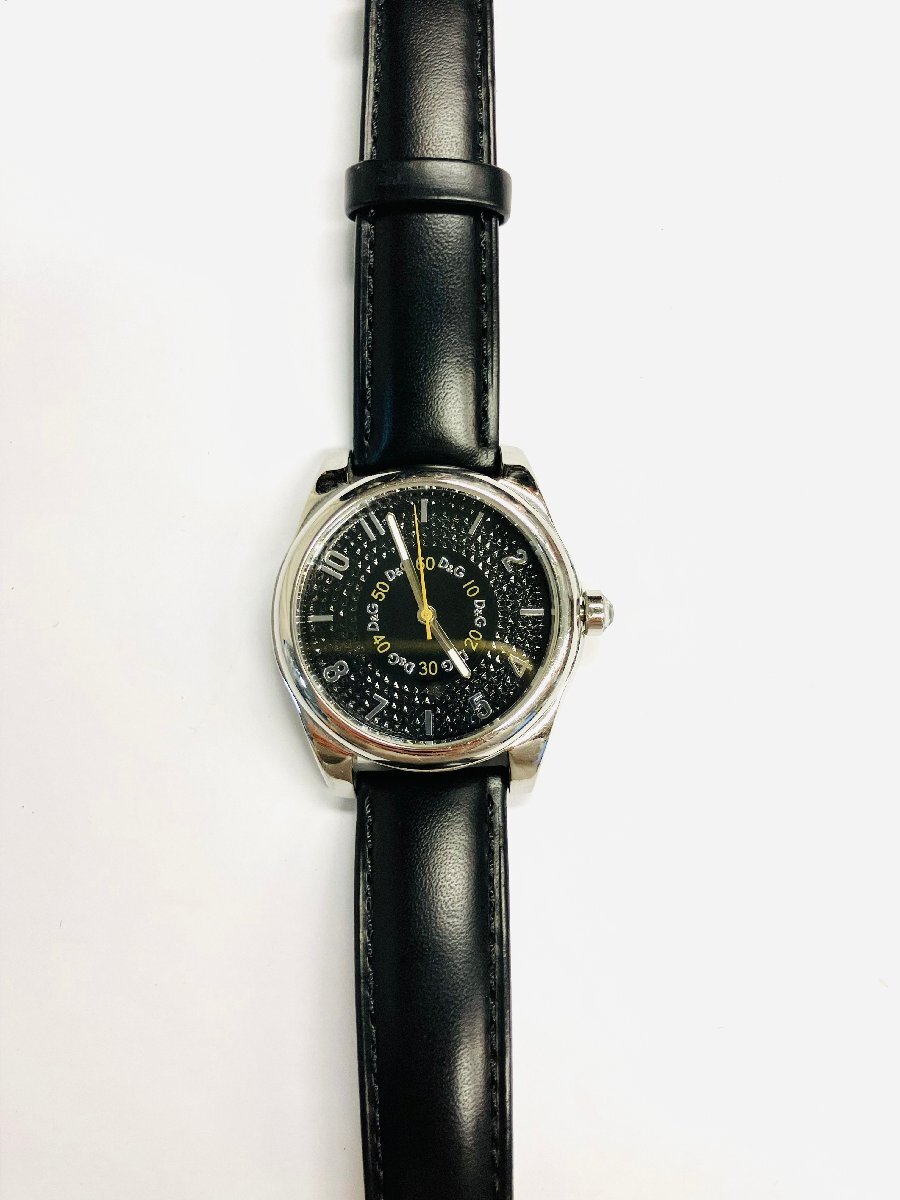 qow.ZBF01　DOLCE&GABBANA　ドルチェ＆ガッバーナ「D＆G TIME」シリーズ　黒盤×革ベルト（社外）　ステンレス　メンズ時計　クオーツ_画像2
