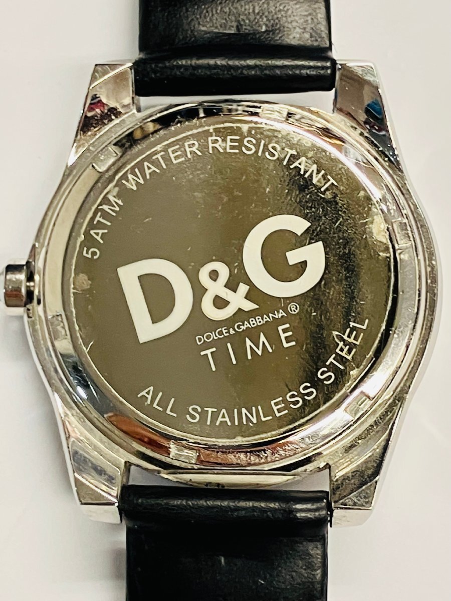 qow.ZBF01　DOLCE&GABBANA　ドルチェ＆ガッバーナ「D＆G TIME」シリーズ　黒盤×革ベルト（社外）　ステンレス　メンズ時計　クオーツ_画像3