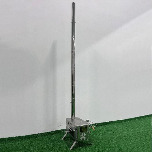薪 ストーブ アウトドア 調(diào)理器具 暖爐 折りたたみ テント 煙突付き 3面の耐熱ガラス窓 組立式 焚き火臺 (シルバー/ステンレス制) bhw0074
