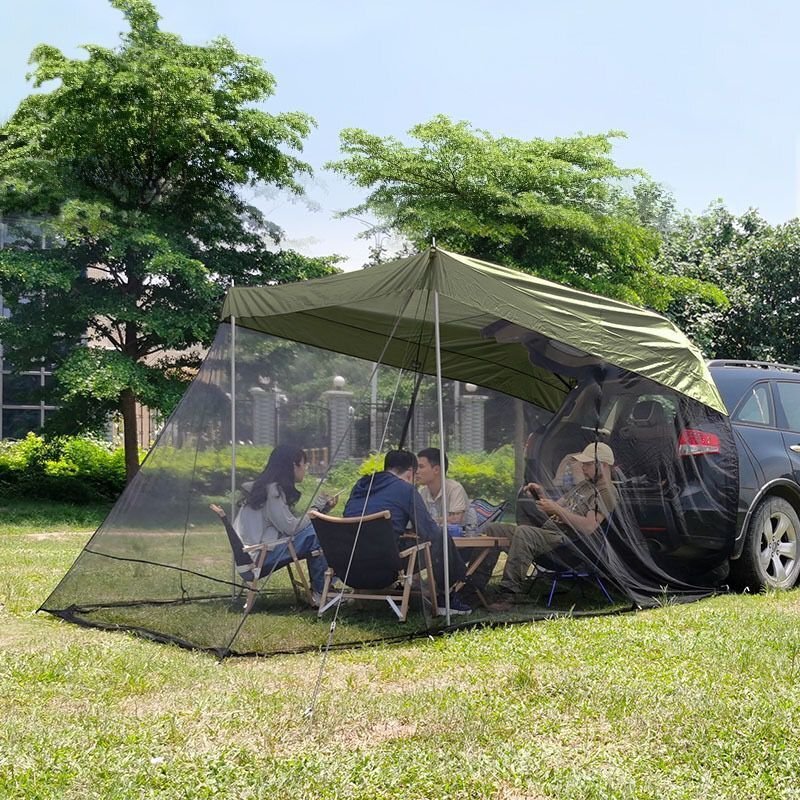 カーサイドタープ 車用タープテント トランクテント 車と連結(jié) 4-8人用 カーオーニングサンシェルター 簡(jiǎn)単設(shè)置 キャンプ 通気性 bhw0099.3