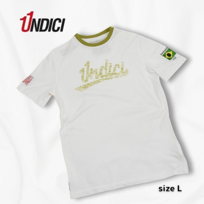 UNDICI◇ブラジルロゴクルーネックTシャツ◇サイズL◇白◇ウンディチ◇イタリア製_画像8