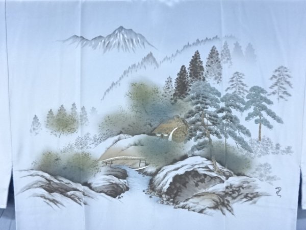 ys7400618; 宗sou 水車小屋風(fēng)景模様男物長襦袢【アンティーク】【著】