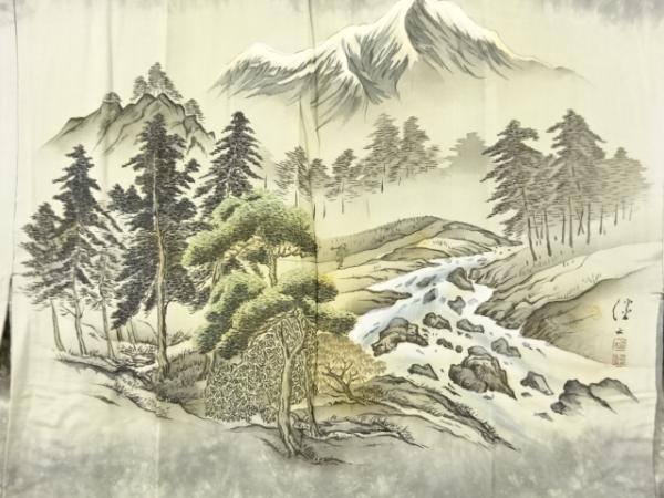 ys7400512; 宗sou 樹木風(fēng)景模様男物長襦袢【アンティーク】【著】