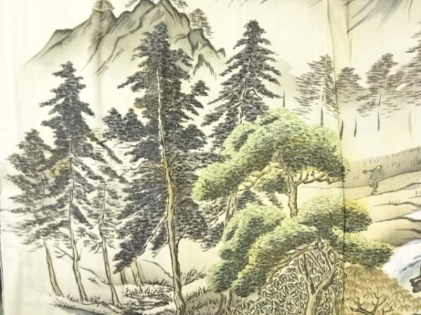 ys7400512; 宗sou 樹木風(fēng)景模様男物長襦袢【アンティーク】【著】