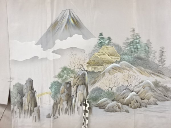 ys7400670; 宗sou 富士に家屋模様男物長襦袢【アンティーク】【著】