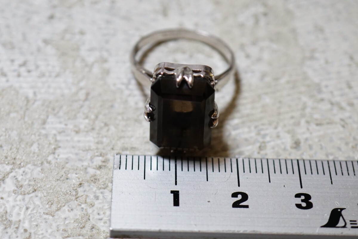 889 天然スモーキークォーツ リング 指輪 ヴィンテージ アクセサリー SILVER刻印 天然石 色石 寶石 カラーストーン 裝飾品