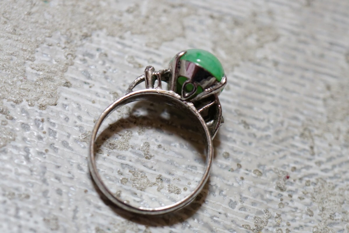 884 天然石 緑石 リング 指輪 ヴィンテージ アクセサリー 色石 寶石 カラーストーン 裝飾品