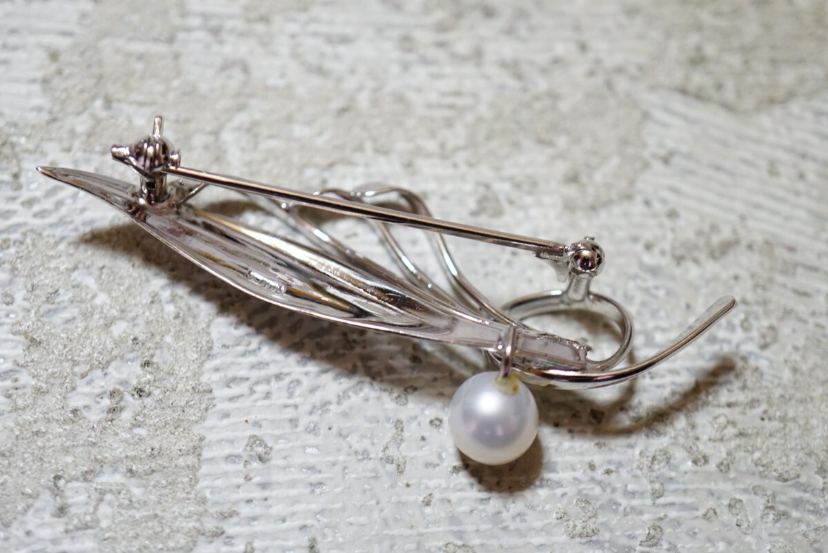 974 アコヤ真珠 本真珠 パール シルバー ブローチ ヴィンテージ アクセサリー SILVER刻印 冠婚葬祭 あこや 裝飾品