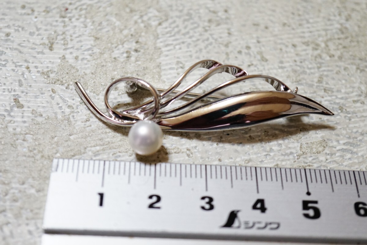 974 アコヤ真珠 本真珠 パール シルバー ブローチ ヴィンテージ アクセサリー SILVER刻印 冠婚葬祭 あこや 裝飾品