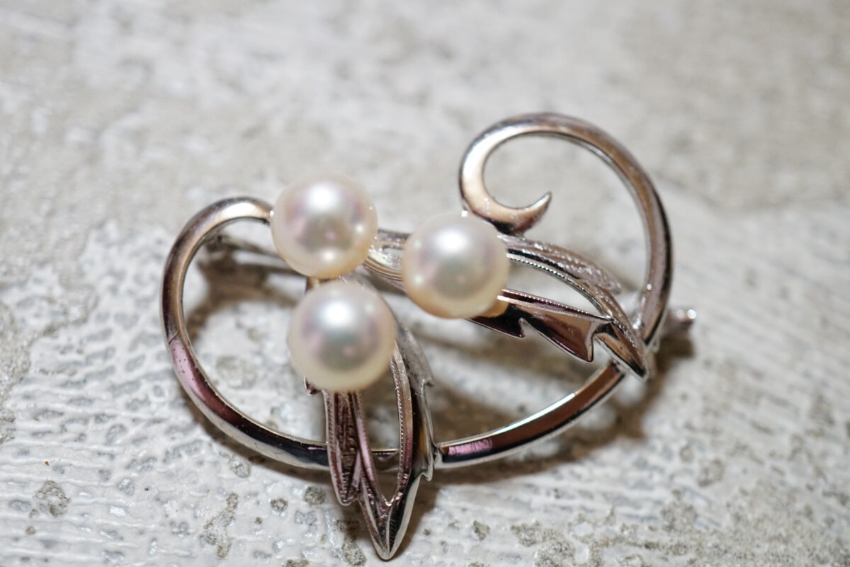 971 アコヤ真珠 本真珠 パール シルバー ブローチ ヴィンテージ アクセサリー SILVER刻印 冠婚葬祭 あこや 裝飾品