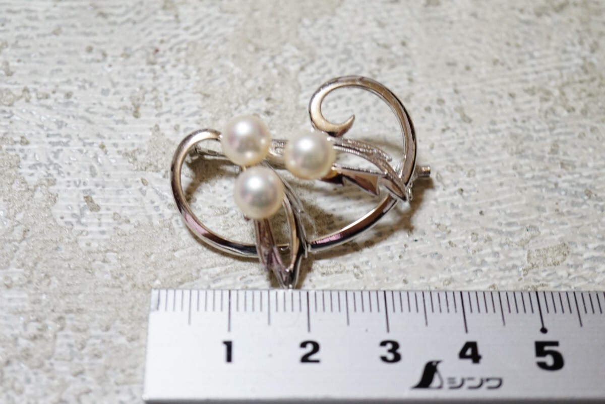971 アコヤ真珠 本真珠 パール シルバー ブローチ ヴィンテージ アクセサリー SILVER刻印 冠婚葬祭 あこや 裝飾品