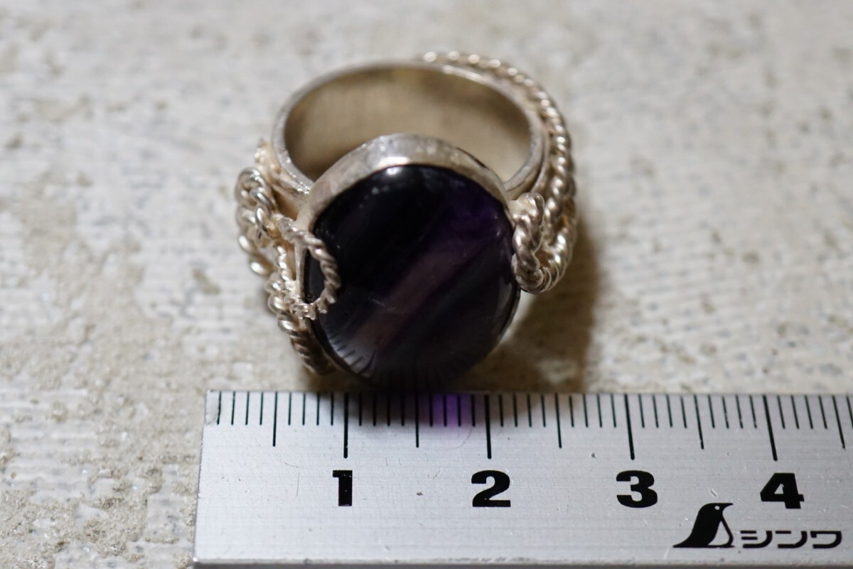 1158 天然フローライト リング 指輪 ヴィンテージ アクセサリー 天然石 色石 寶石 カラーストーン 裝飾品