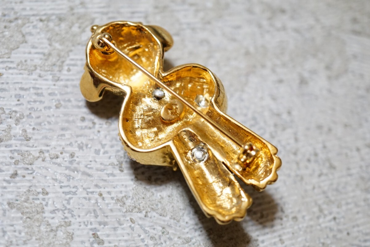 1085 за границей производства стразы животное Gold цвет брошь Vintage аксессуары античный декортивный элемент 
