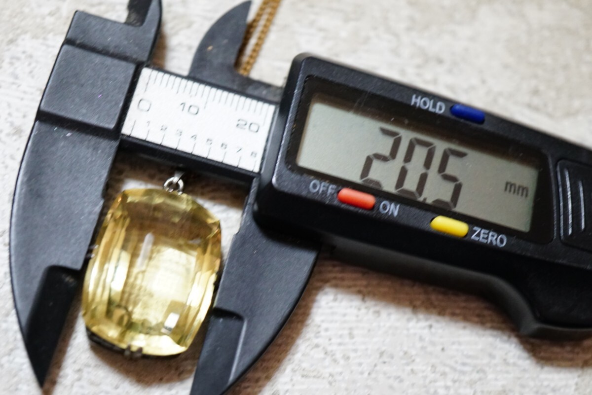 1058 天然レモンクォーツ ペンダント ネックレス ヴィンテージ アクセサリー 天然石 寶石 色石 カラーストーン 裝飾品