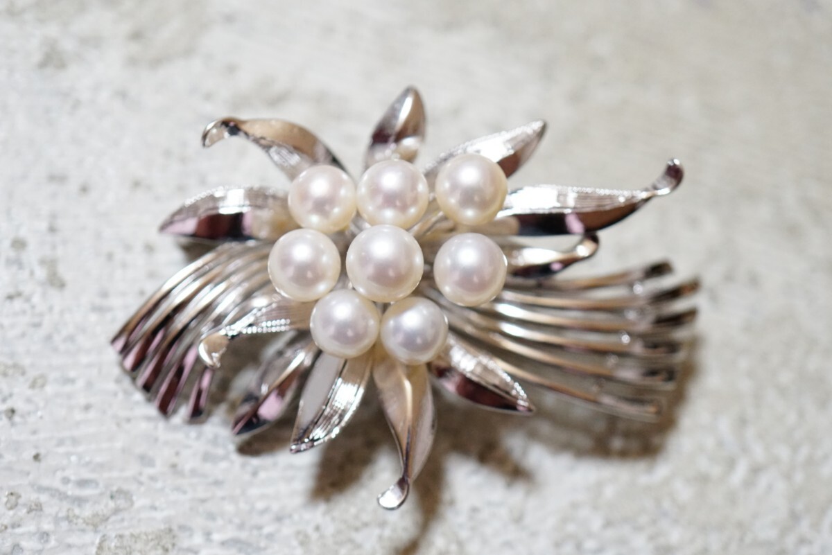1040 Akoya жемчуг книга@ жемчуг pearl silver брошь Vintage аксессуары STERLING печать праздничные обряды ... декортивный элемент 