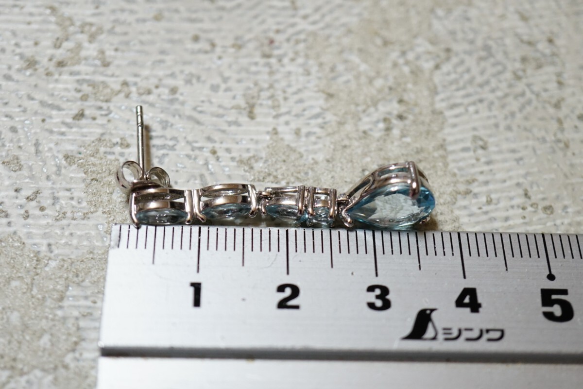 1263 ブルートパーズ ピアス 両耳揃い ヴィンテージ アクセサリー SILVER 925刻印 寶石 色石 カラーストーン 裝飾品