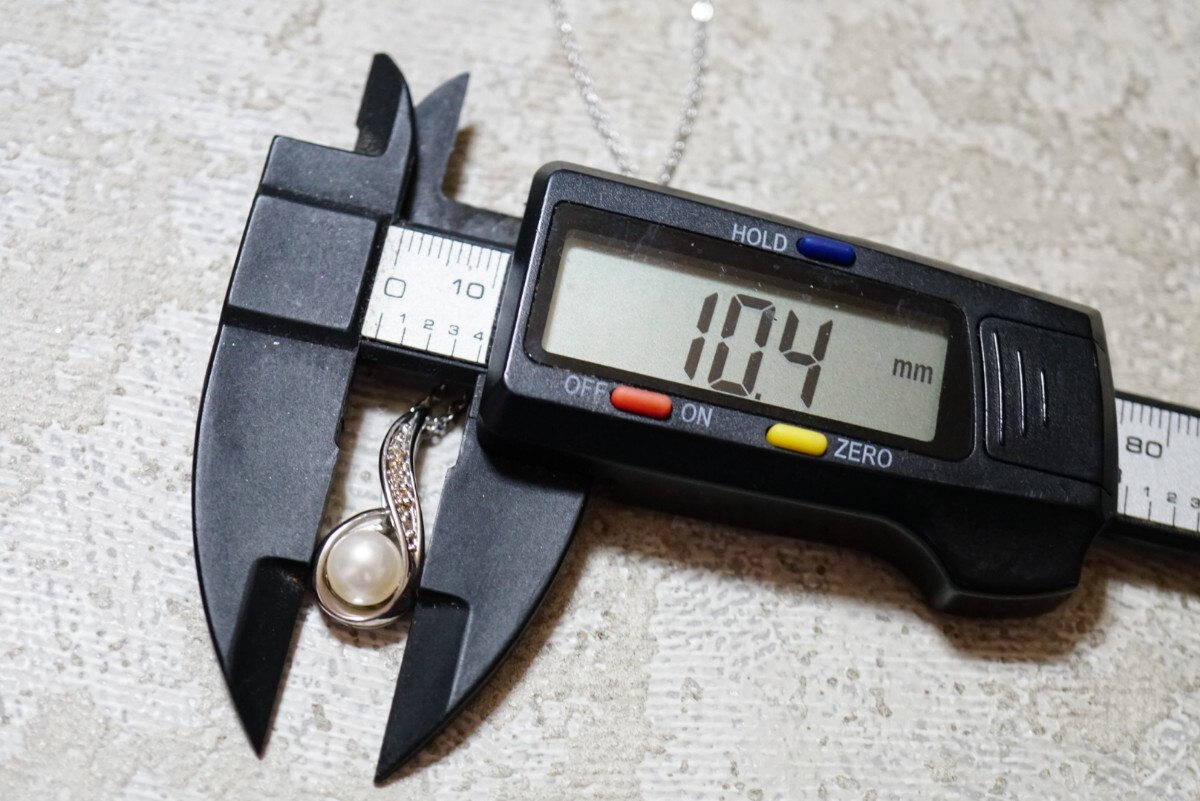 1473 天然ダイヤモンド 0.05ct アコヤ真珠 本真珠 パール シルバー ペンダント ネックレス ヴィンテージ アクセサリー SILVER刻印 冠婚葬祭