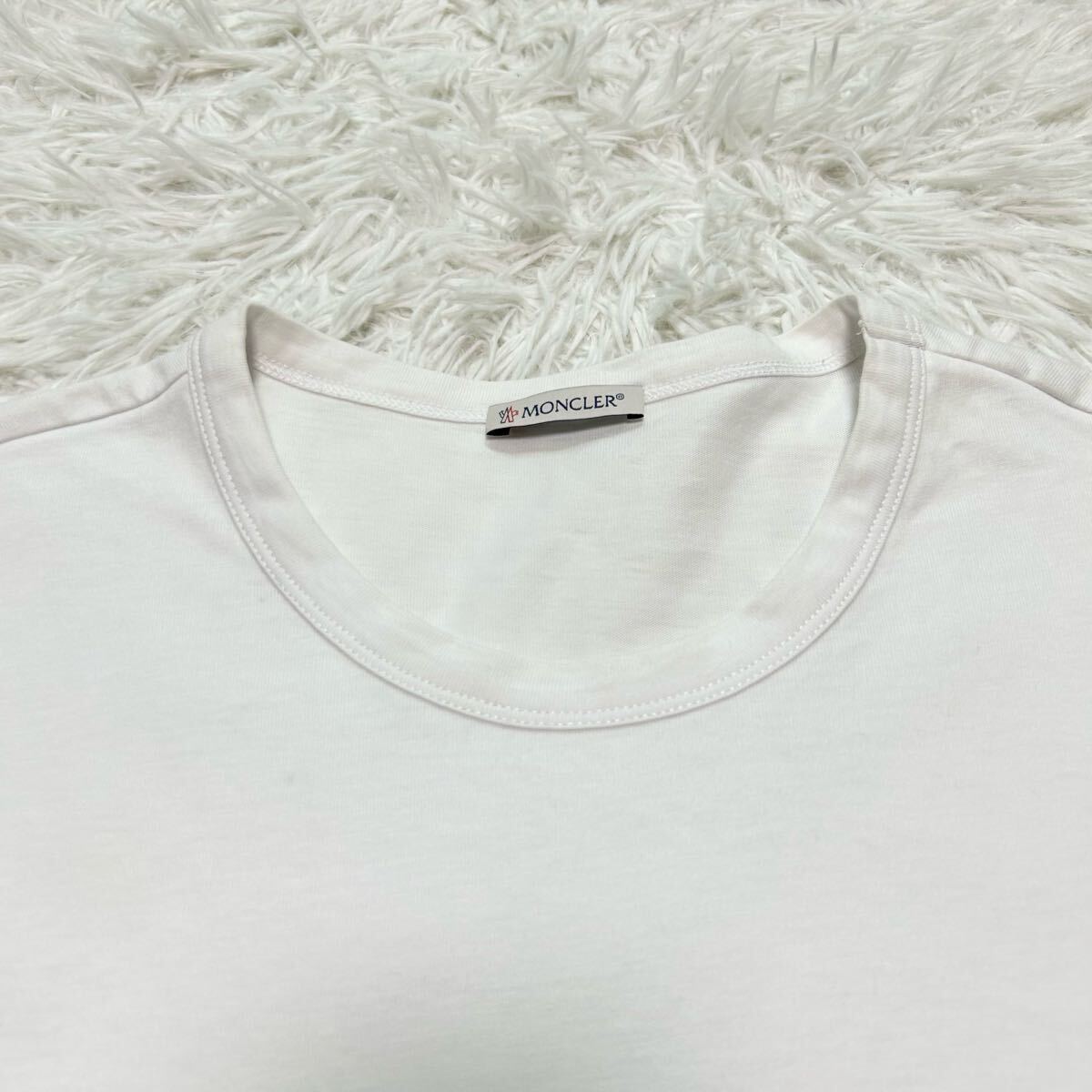極美品!/確実正規(guī)品/XXL相當●モンクレール MONCLER Tシャツ 半袖 マグリア MAGLIA デカロゴ プリント 大きい ホワイト 認証済み メンズ