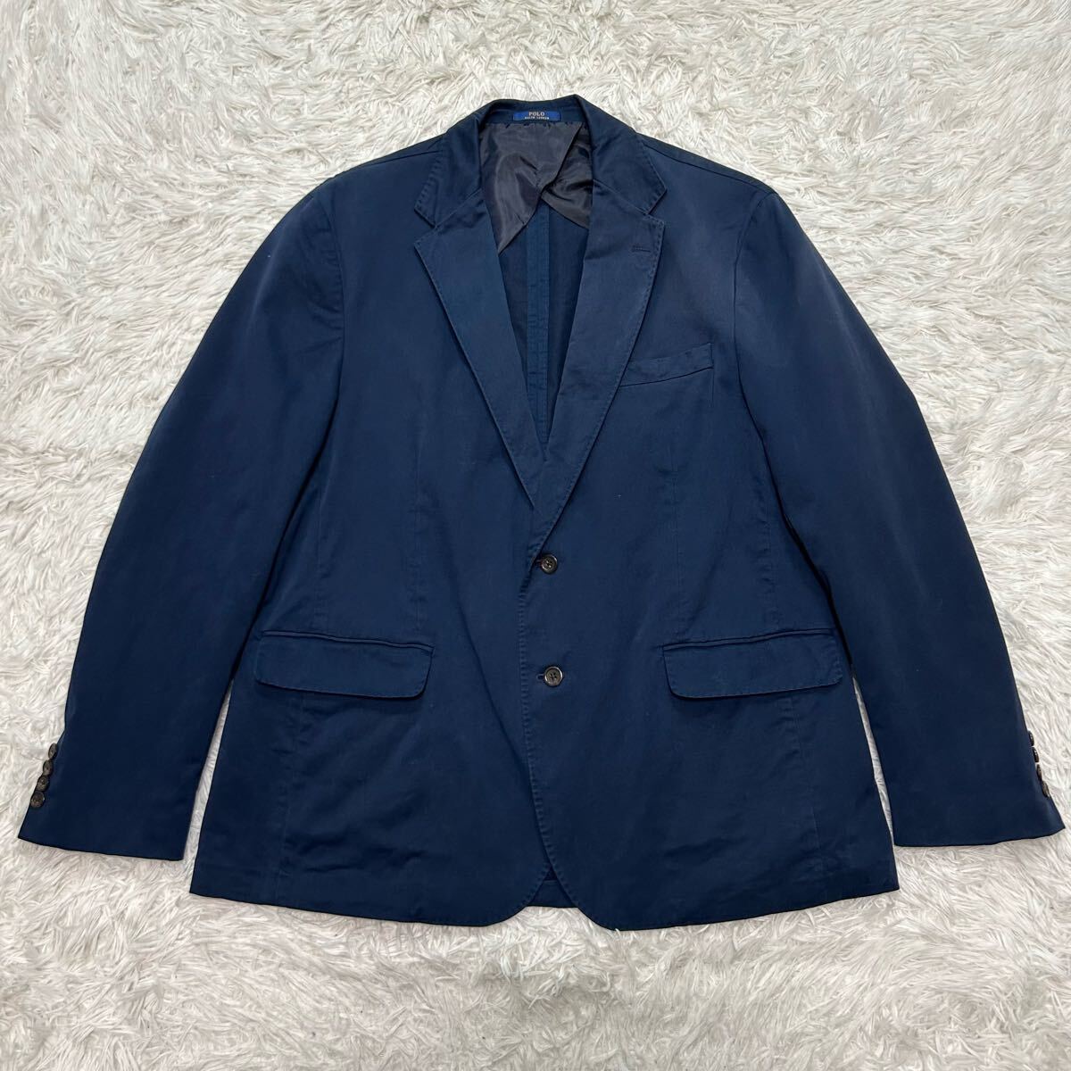 ★XL相当★ ポロ ラルフローレン ジャージー アンコンジャケット 紺 シングル 美品!/現行タグ/XL相当○ポロラルフローレン Polo Ralph Lauren