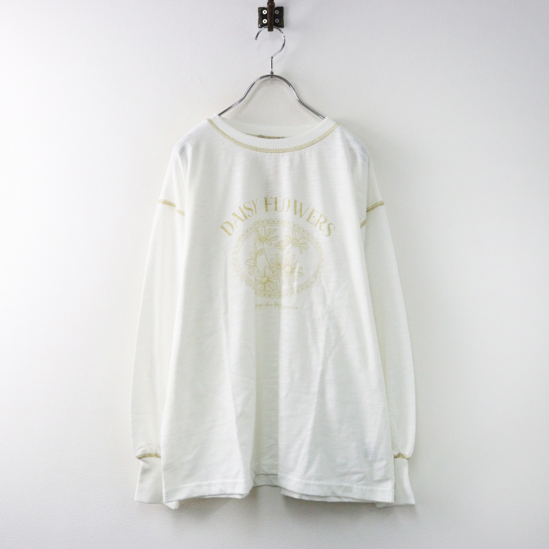 未使用 サマンサモスモス SM2 SamansaMos2 配色ステッチプリントアソートロングTシャツ F/オフホワイト カットソー【2400014476538】