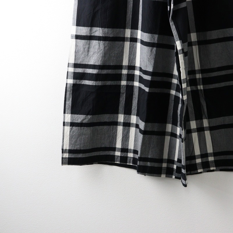 美品 クラウドナイン cloudnine チェックコットンワイドパンツ M?L/ブラック キュロット ゴム イージー【2400014485646】