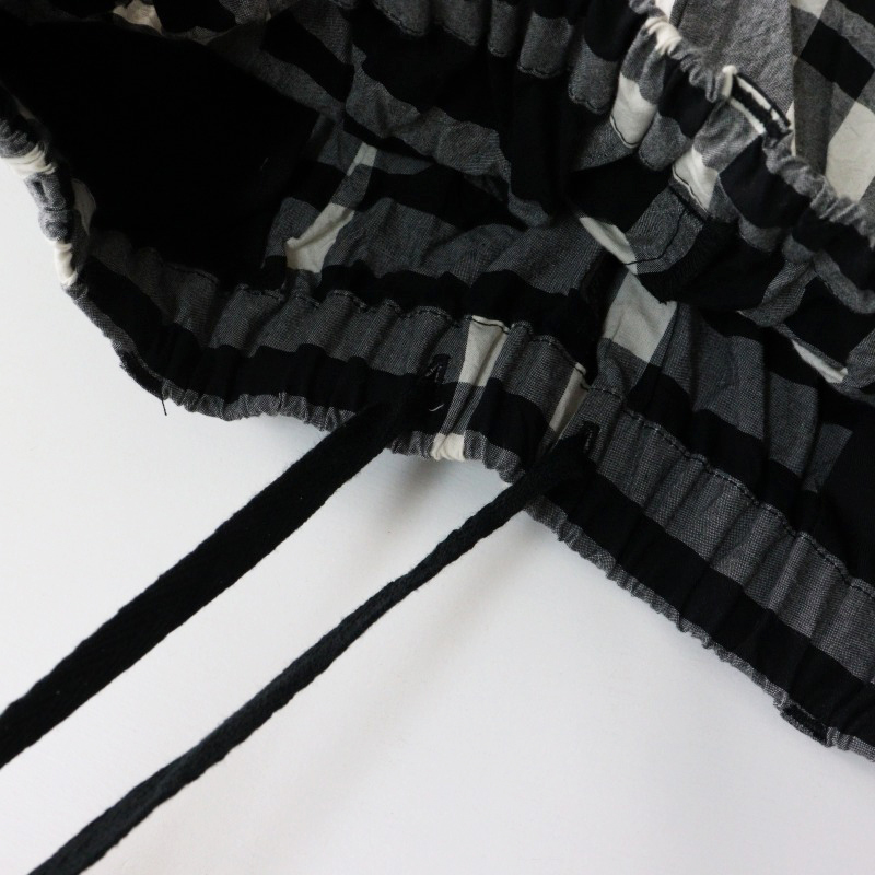 美品 クラウドナイン cloudnine チェックコットンワイドパンツ M?L/ブラック キュロット ゴム イージー【2400014485646】