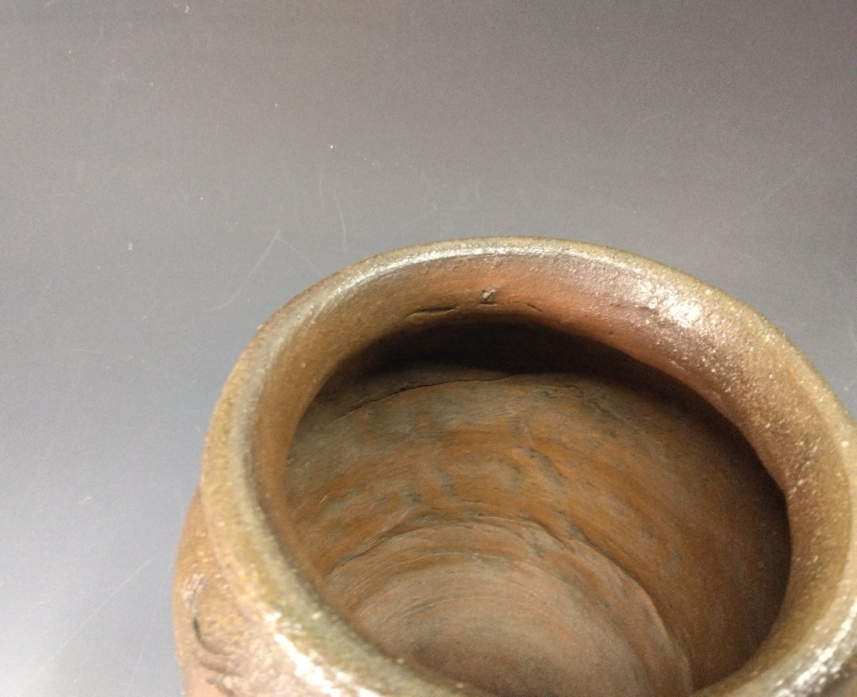 ◆◇古備前 波狀文 種壺水指 合蓋添 (室町末期/1550年頃) うぶだし売切り 骨董コレクターより委託品 桂又三郎極め箱◇◆dy15389