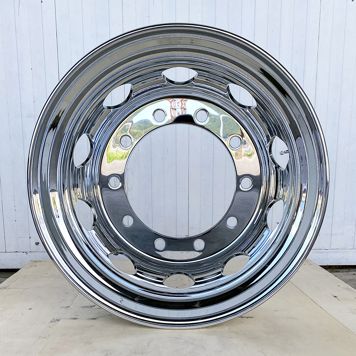 メッキホイール 22.5×8.25 10穴 新ISO リア用 大型 トラック ダンプ トレーラー バス 新品 1年保証 DOT-X