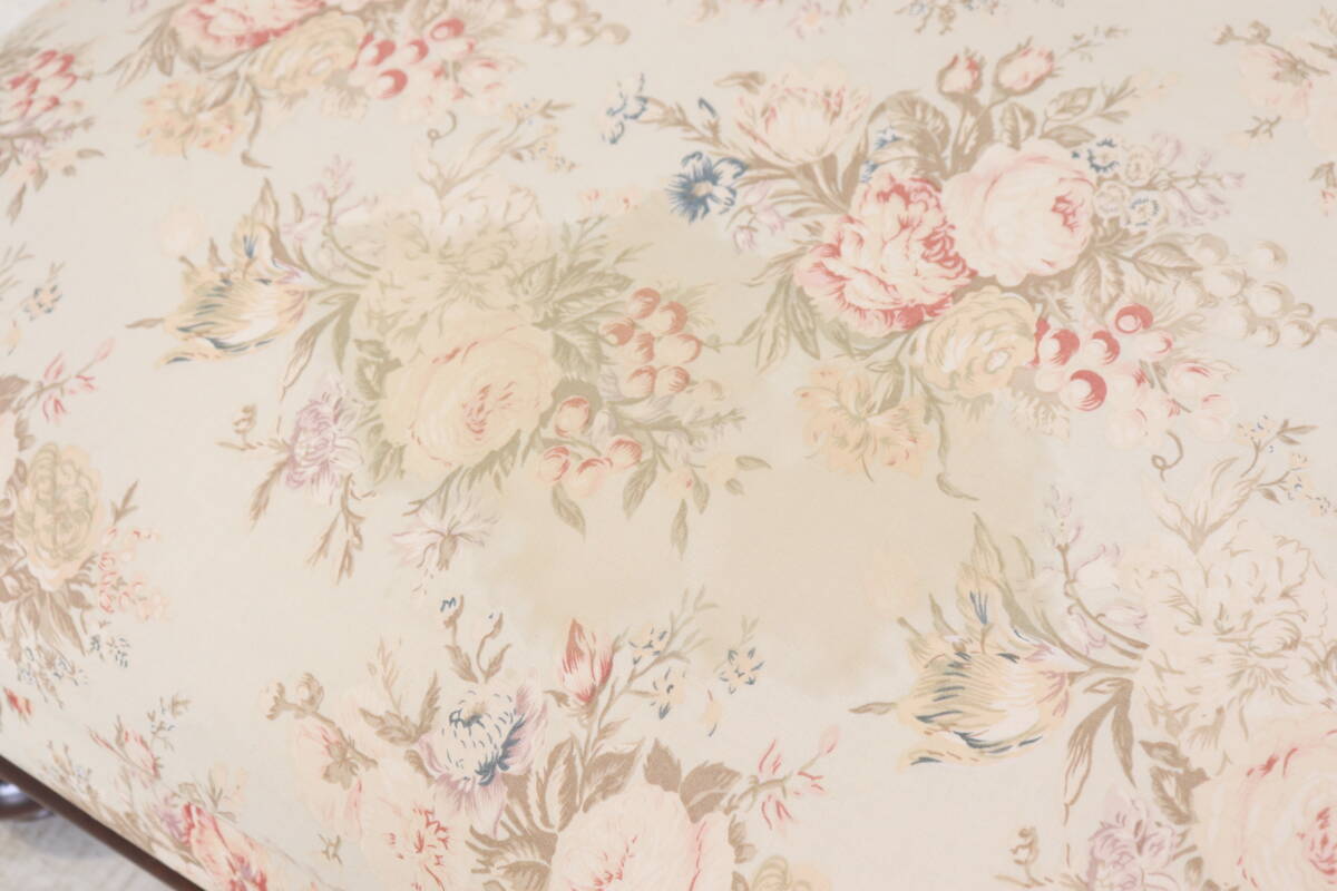 【ラルフローレン】高級フラワーファブリック張り 特大フットスツール／オットマン クラシック 大きな足置き バックや荷物置きにも使える